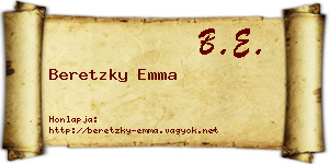 Beretzky Emma névjegykártya